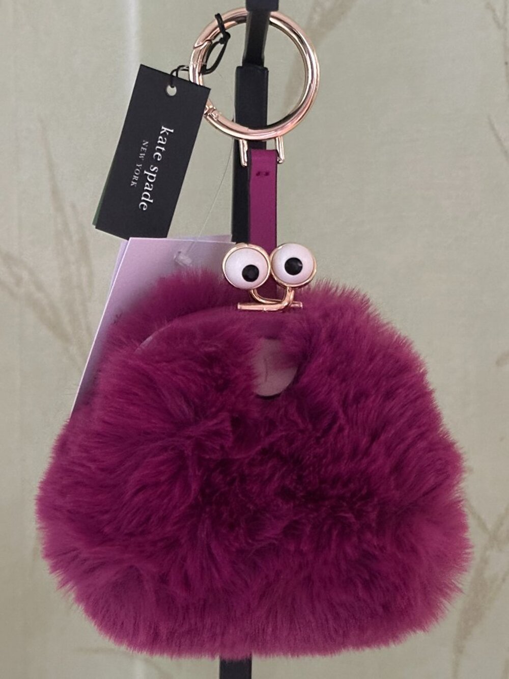 KATE SPADE MONSTERS FIZZY COIN PURSE BAG CHARM:NWT BEET